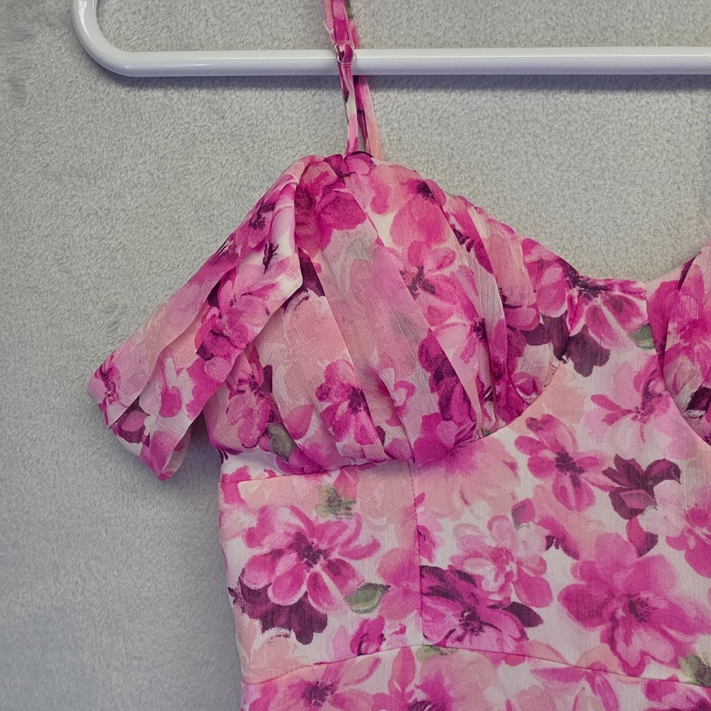 Crystal Doll Dress‎ Womens 9 Pink Floral Maxi Y2K Cottagecore HOCO Coquette - Picture 10 of 16